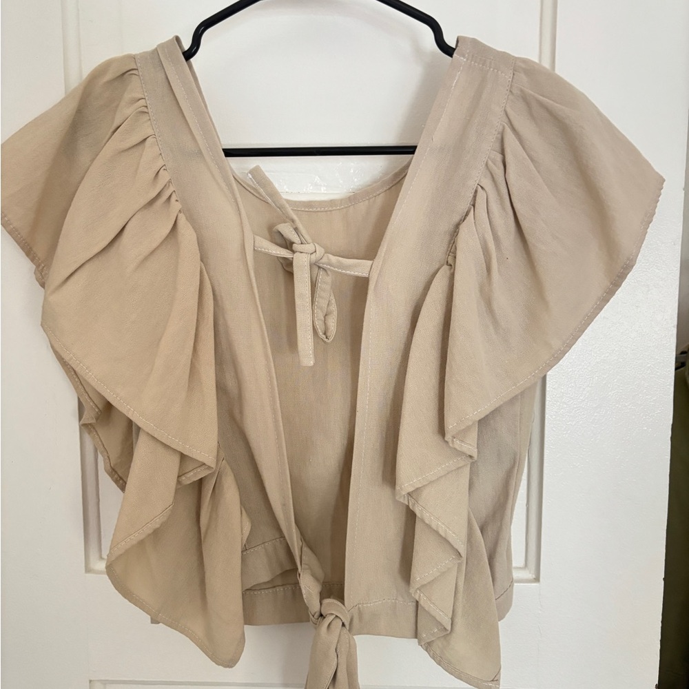 Elegant Beige Ruffle Top